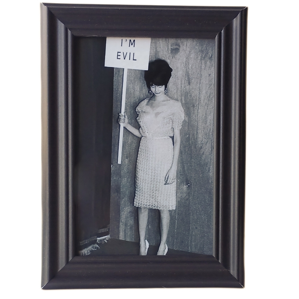 I'm EVIL FEM FRAMED ART Retro Beauty Woman Holding Up Sign Goth Punk Gothic Home